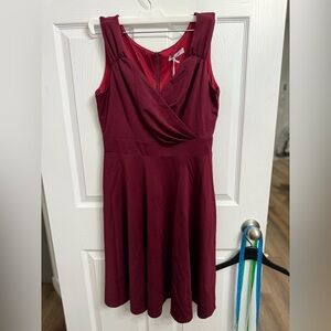 Grace Karin Pinup Retro Style 50s 60s Swing Rockabilly Burgundy Dress SIZE L NWT